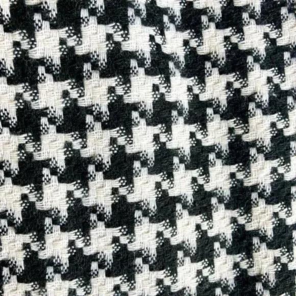 Vintage Houndstooth Checked Black White Punk Preppy Wool Pencil Skirt - Picture 5 of 6